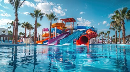 Vibrant Summer Children's Water Park Background Picture: A Fun-Filled Aquatic Adventure for Kids