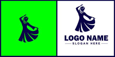 Dance Studio icon Dance academy Dance school Dance center flat logo sign symbol editable vector