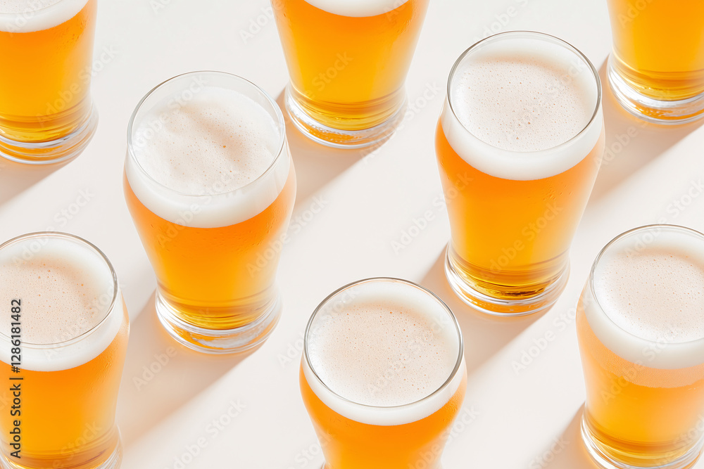Poster a refreshing toast: an array of golden ale glasses stand in neat arrangement, each filled with a del