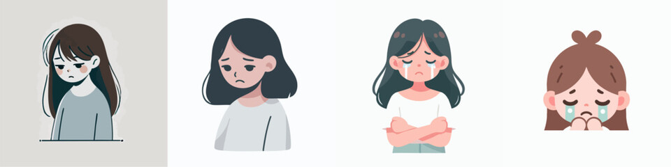 Vector collection of a person crying bitterly