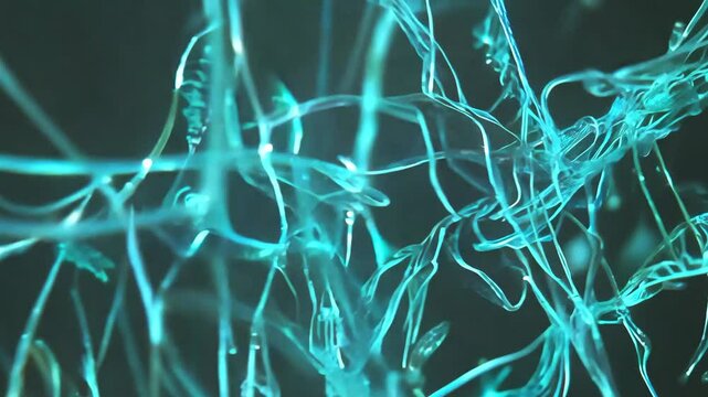 A highly detailed 3D-rendered visualization of an intricate, glowing microscopic structure resembling a neural network, symbolizing futuristic biotechnology and artificial intelligence.  
