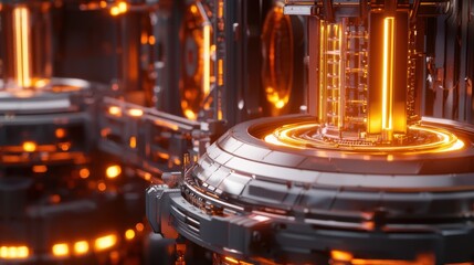 Futuristic energy reactor core glowing with intense power
