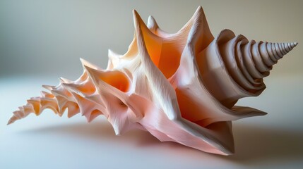 Obraz premium A beautifully crafted seashell sculpture showcasing intricate details and textures, with soft lighting