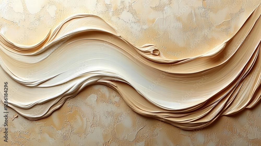 Poster abstract painting depicting a wave using brown and white colors for a dynamic effect