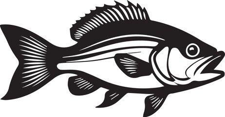 A black and white logo type fish silhouette design - fish icon design