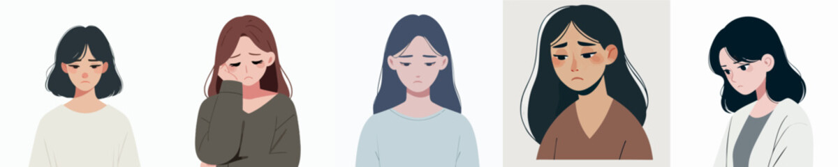 Vector collection of sad people
