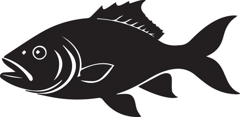 A black and white logo type fish silhouette design - fish icon design