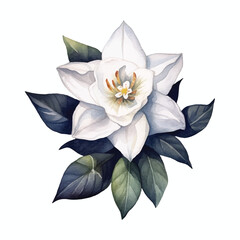 watercolor Night Queen flower isolated white background