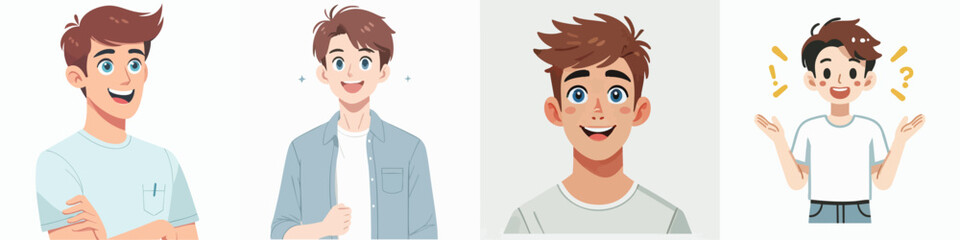 Vector collection of surprised and happy people