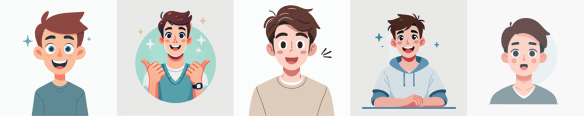 Vector collection of surprised and happy people