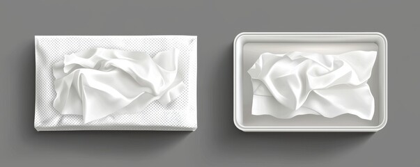 Naklejka premium Wet wipes package design mockup. Antibacterial hand hygiene tissue pack. Modern and realistic illustration of a baby napkin pouch. Sanitary disposable paper towel sachet, personal care object.