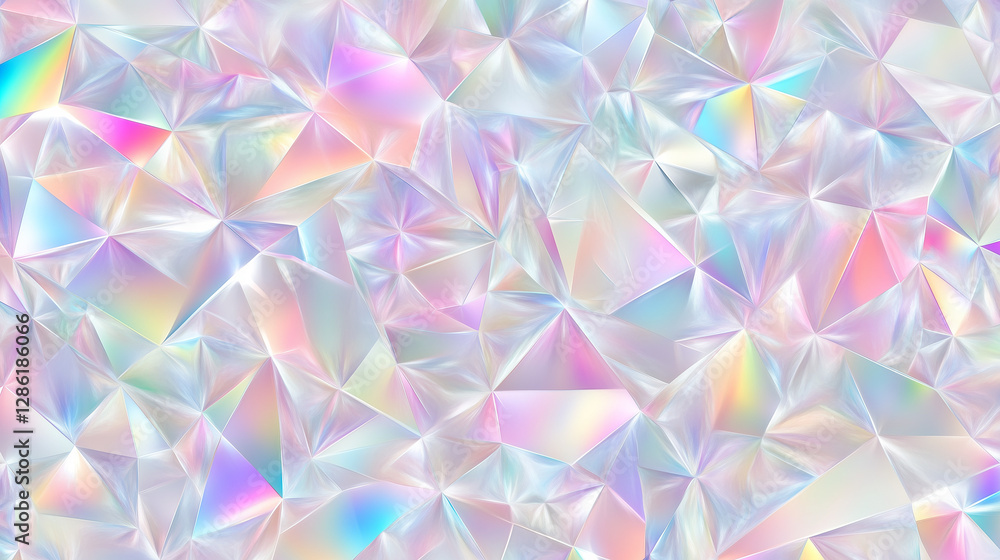 Poster iridescent pastel geometric triangles abstract shiny crystal background texture