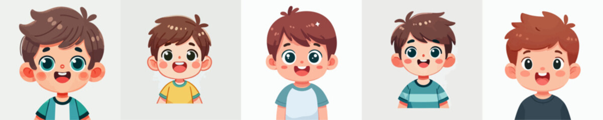 Vector collection of a surprised and happy child