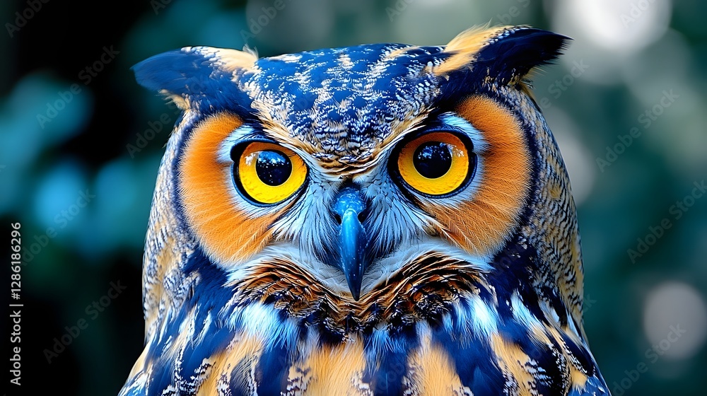 Poster captivating portrait of a wise contemplative owl perched on a sturdy tree branch in a moody dimly li