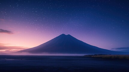 Majestic Mountain Silhouette at Twilight Under Starry Sky Landscape