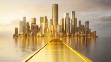 Fototapeta premium Stunning modern city skyline at sunset