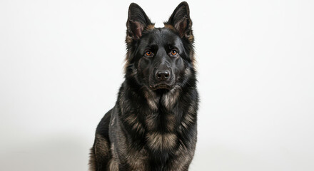 Majestic Black German Shepherd Dog Portrait Studio Shot Canine Pet Animal
