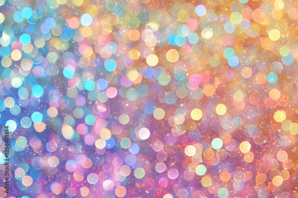 Poster pastel rainbow bokeh background sparkling colorful lights and glittery texture