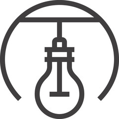 hanging light bulb flat line web icon concept