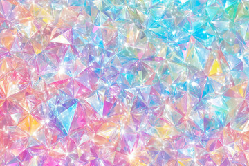 Fototapeta premium Shimmering Pastel Crystal Gems Background Iridescent Gemstone Texture