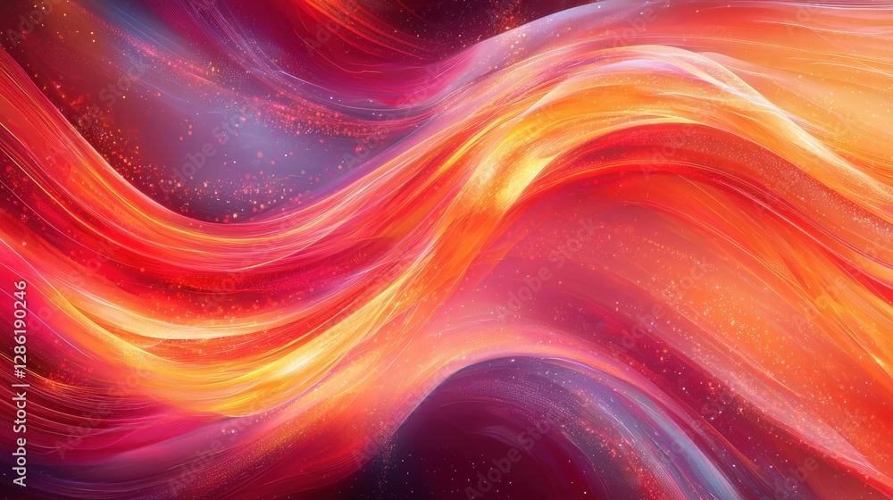 Poster an abstract background featuring colorful waves and twinkling stars creating a dreamy atmosphere