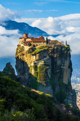 Meteora is a rocky region with monasteries near the town of Kalambaka in Greece.