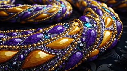 Obraz premium Stunning closeup of a bracelet adorned with purple and gold beads for fashion appeal