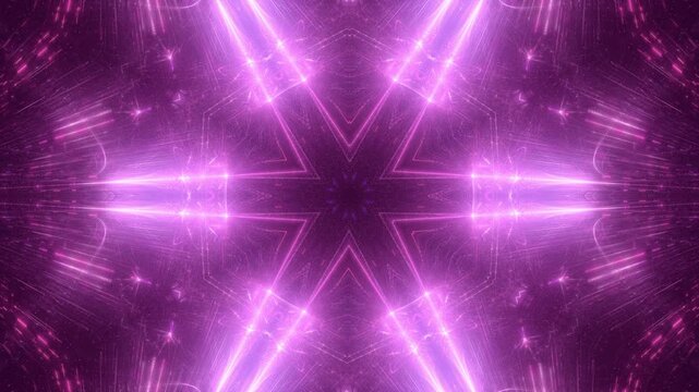 leuchtende Lichtpunkte bewegen sich langsam sternf&ouml;rmig Richtung Zentrum, digitaler Datentransfer, Algorithmus, Internet, Energie, Datenfluss, Geschwindigkeit, Wandel, Austausch, magenta, pink