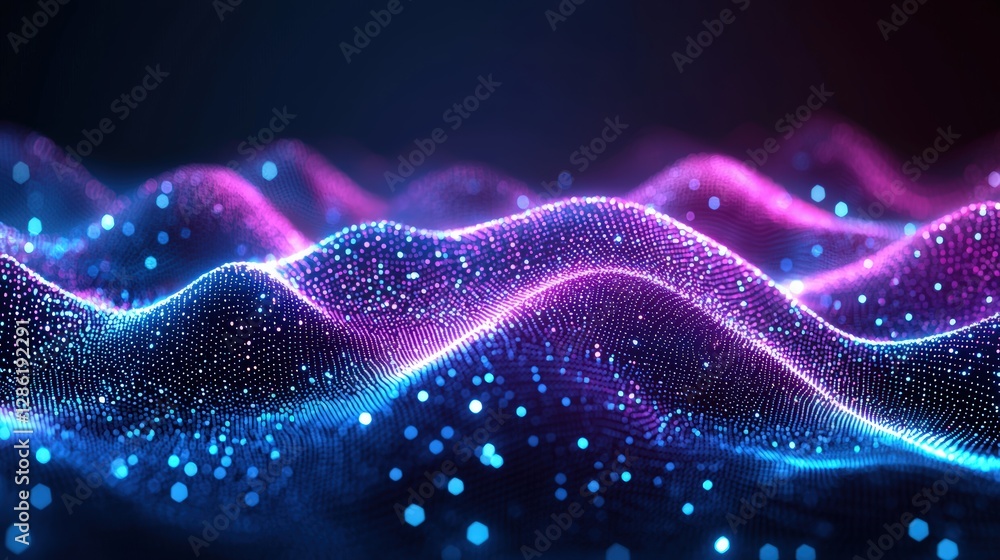 Poster abstract technology background featuring glowing particles and dots for modern visuals