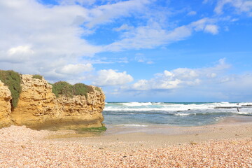 Rock and sea winter in israel
