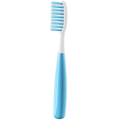 A toothbrush, in blue and white colors, with a transparent background, 