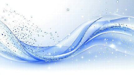 Vibrant blue wave with sparkling stars and bubbles creating an enchanting seascape