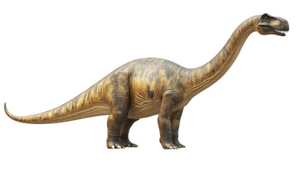 Fototapeta premium Long-necked dinosaur standing on a flat surface providing an artistic representation of prehistoric life