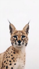 Obraz premium Close-up of a majestic serval against white background