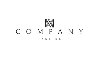 Vector logo with an abstract image of two open books in the shape of the letter N.