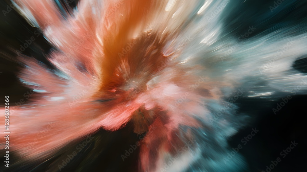 Poster mesmerizing abstract close up of aquamarine and coral underwater with cinematic motion blur light ra