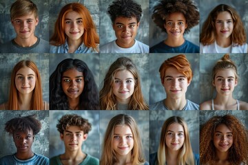 Casage of Diverse Individuals on Neutral Gray Background