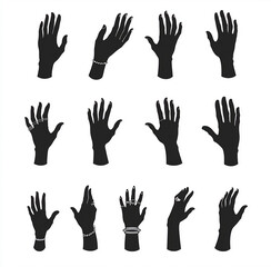 Fototapeta premium Dynamic Hand Gesture Vector Art, 白黒手のイラスト, Universal Symbols for Digital Media and Print Applications