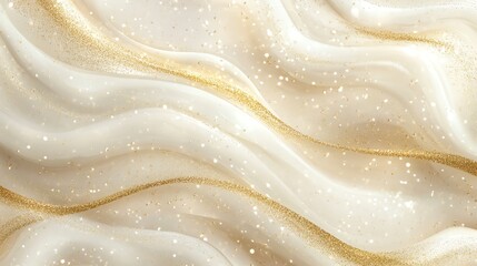 Elegant white fabric texture with shimmering gold accents, perfect for luxury and decorative projects.