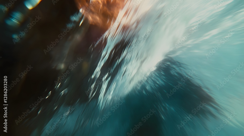 Poster mesmerizing close up of water at sunset showcasing a captivating gradient of cadmium and lapis hues 