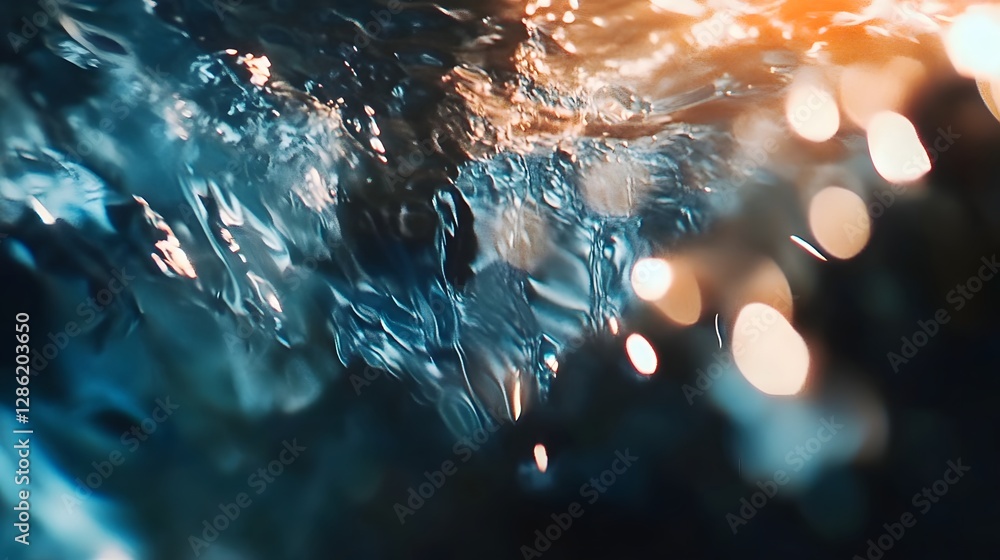 Aufkleber cerulean azure and sapphire hues create an abstract cinematic underwater scene with motion blur and 