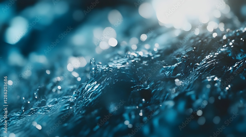 Poster cerulean waters captivating underwater abstract with cinematic motion blur and depth of field a sere