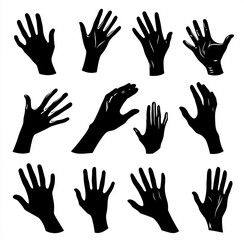 Obraz premium Hand Silhouette Pack: Diverse Gestures for UI/UX, Tattoo Ideas, and Logo Concepts