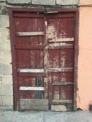 Old wooden broken door photo