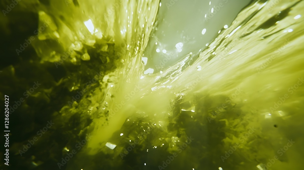 Aufkleber ethereal and captivating close up of water at sunset featuring a mesmerizing blend of chartreuse lim