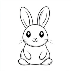 Fototapeta premium Adorable Bunny Line Art Illustration: Cute Black and White Rabbit Drawing for Greeting Cards, Kids’ Designs, and Creative Projects