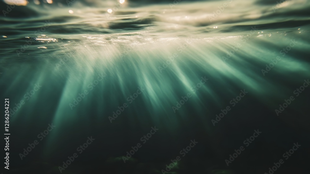 Poster close up of water at sunset with light rays cinematic motion blur and depth of field the image has a