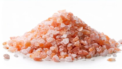 heap of himalayan salt isolated top view of pink salt on white background