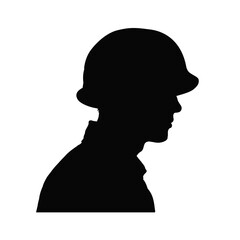 Silhouette profile of an American soldier - vector illustration