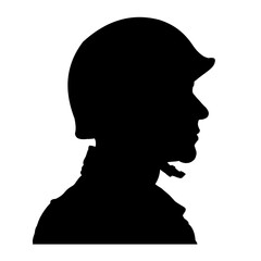 Silhouette profile of an American soldier - vector illustration